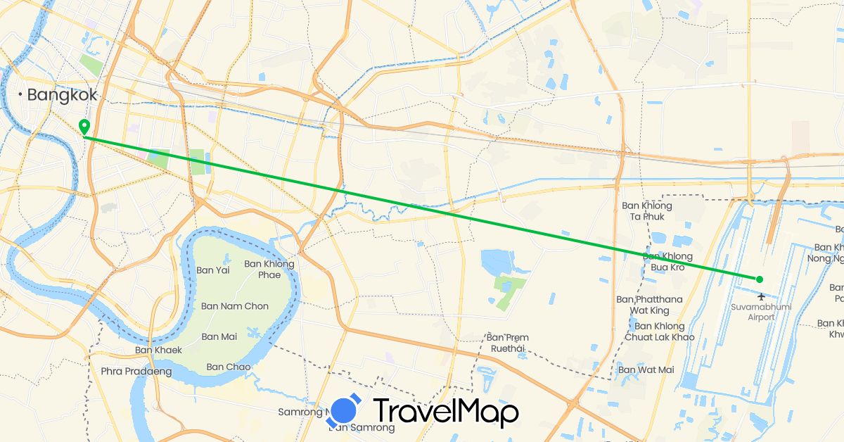 TravelMap itinerary: bus in Thailand (Asia)